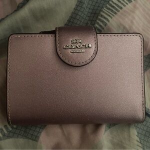 Coach Metallic Pink Medium Corner Zip Wallet
